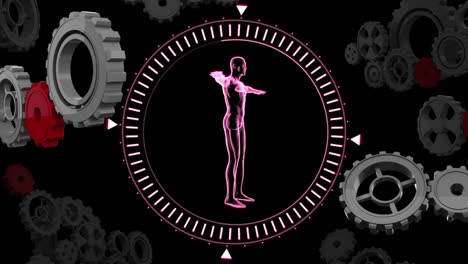 anatomía humana en un círculo con engranajes