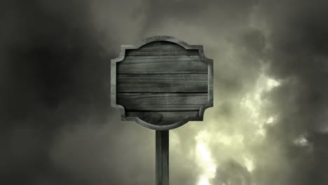 empty signpost on a storm cloud background