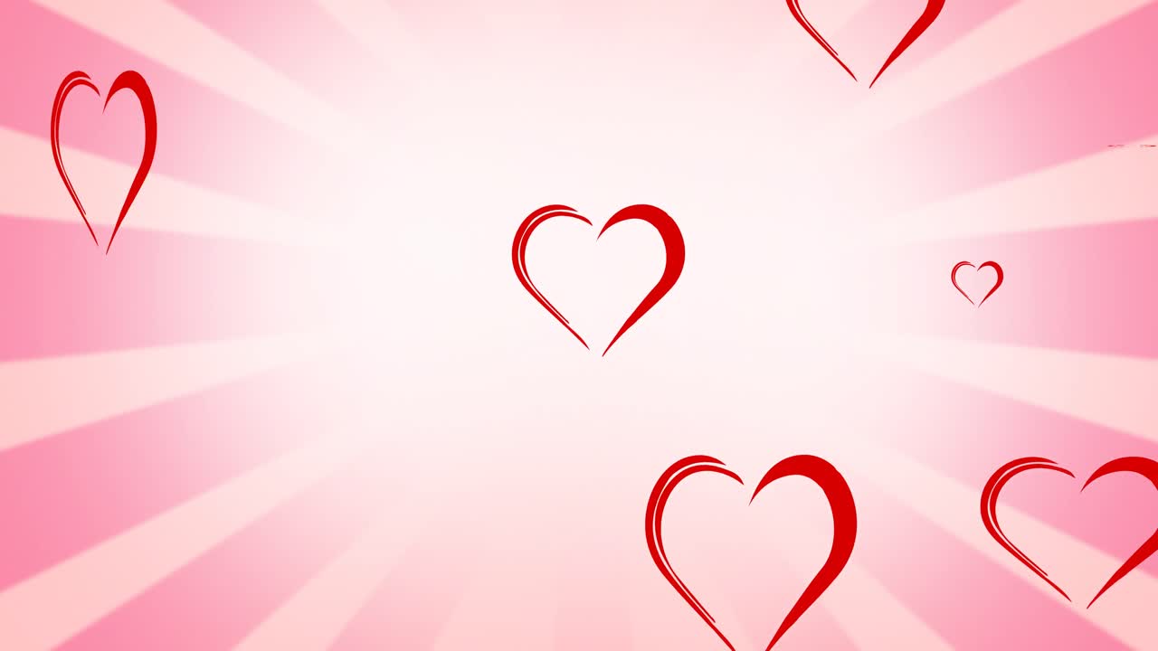 ⁇ 색과 분홍색 배경에 떨어지는 심장의 애니메이션