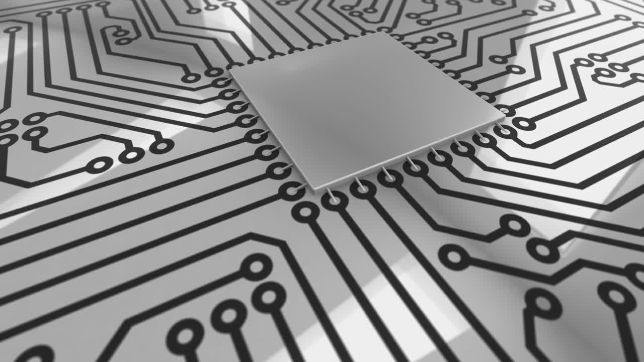 texto "compañía digital" aterrizaje en un bucle de placa de circuito 4k