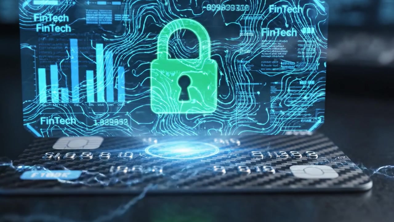 Exploring Digital Finance: A Close Look at a Card with Futuristic Security Features and Financial Analytics Displayed on a Digital Interface