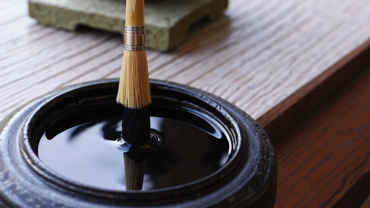 Japanese Garden and Ink Brush