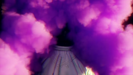 astronaut in purple smoke