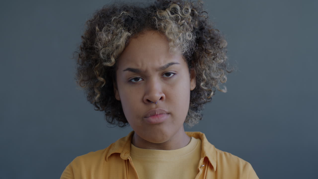 Woman with a Serious Expression