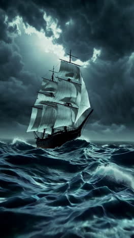 stormy seas and a majestic sailing ship