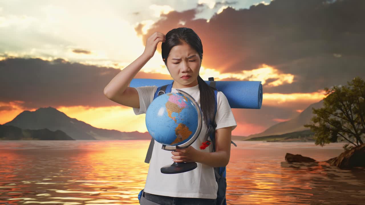 Woman Traveler Confused About Destination