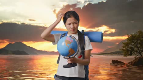 woman traveler confused about destination