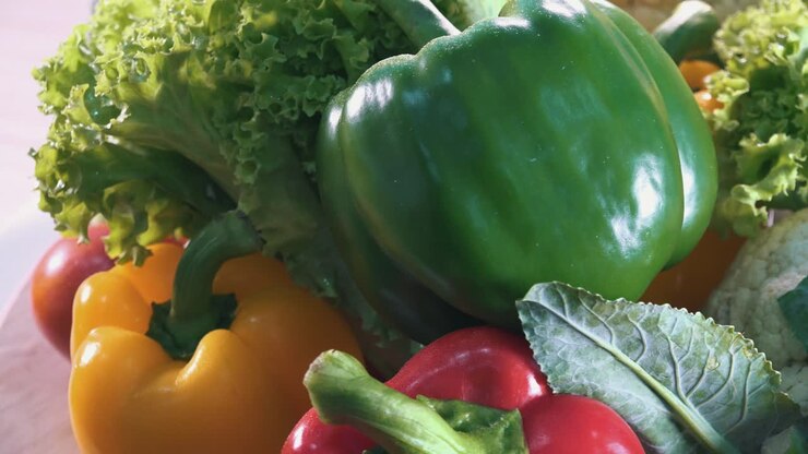 Mixed Fresh Colourful Vegetables Spinning
