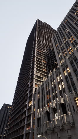 modern and historical skyscrapers in a city