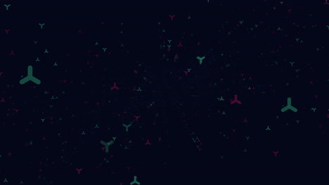 Random-flying-digital-abstract-neon-triangles-in-dark-galaxy