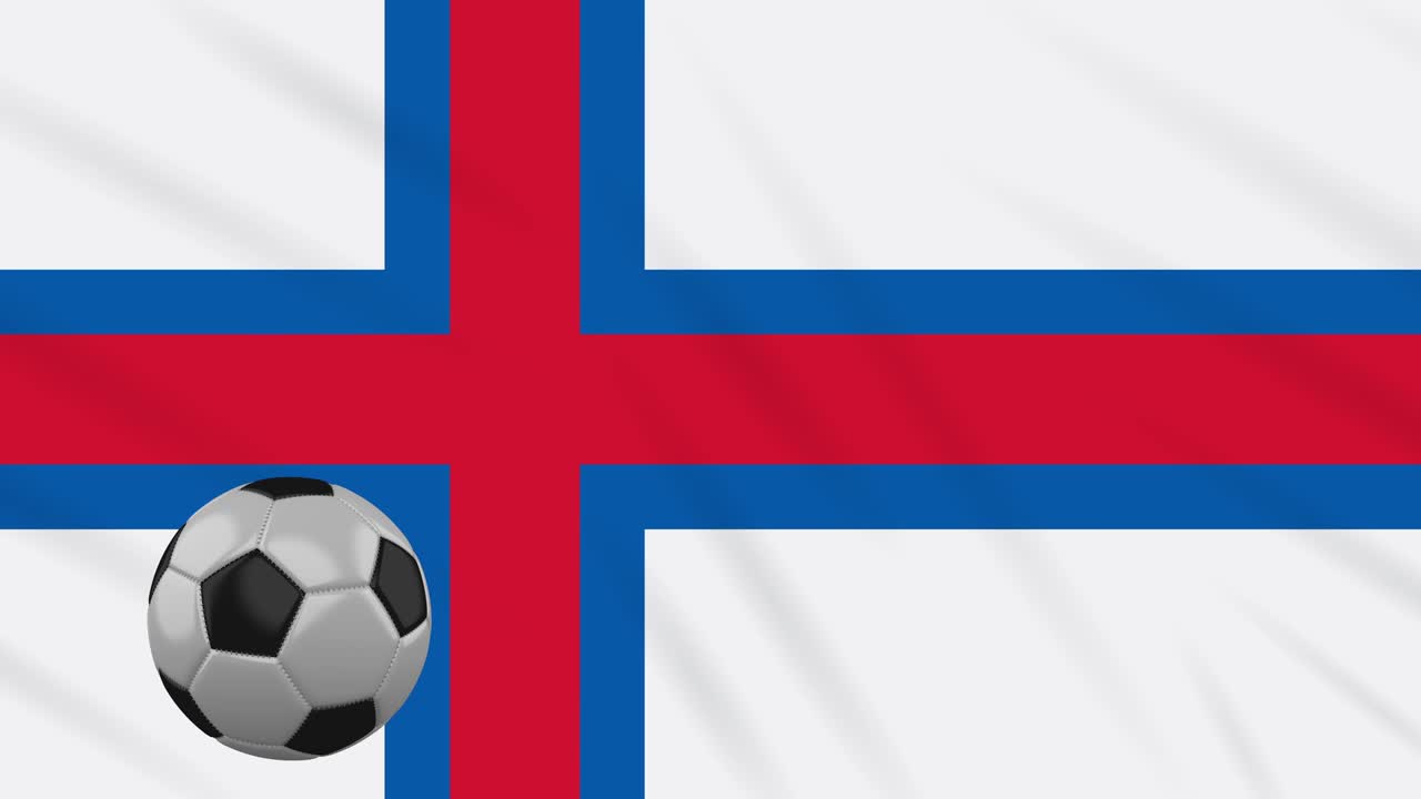 islas feroe agitando la bandera y el fútbol gira, bucle