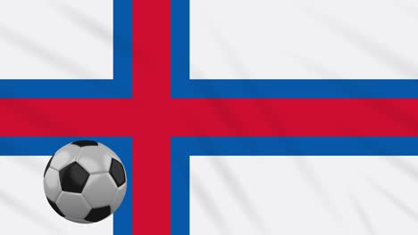 faroe islands flag waving and soccer rotates, loop