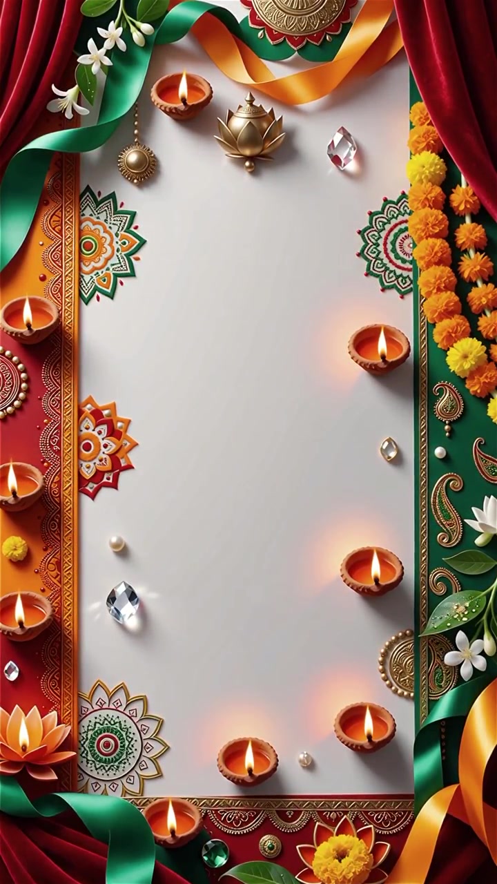Sfondo del Festival Diwali con lanterne e decorazioni tradizionali Diyas.
