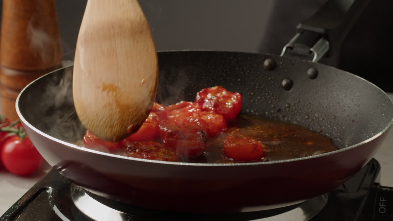 Cooking Cherry Tomatoes in a Pan