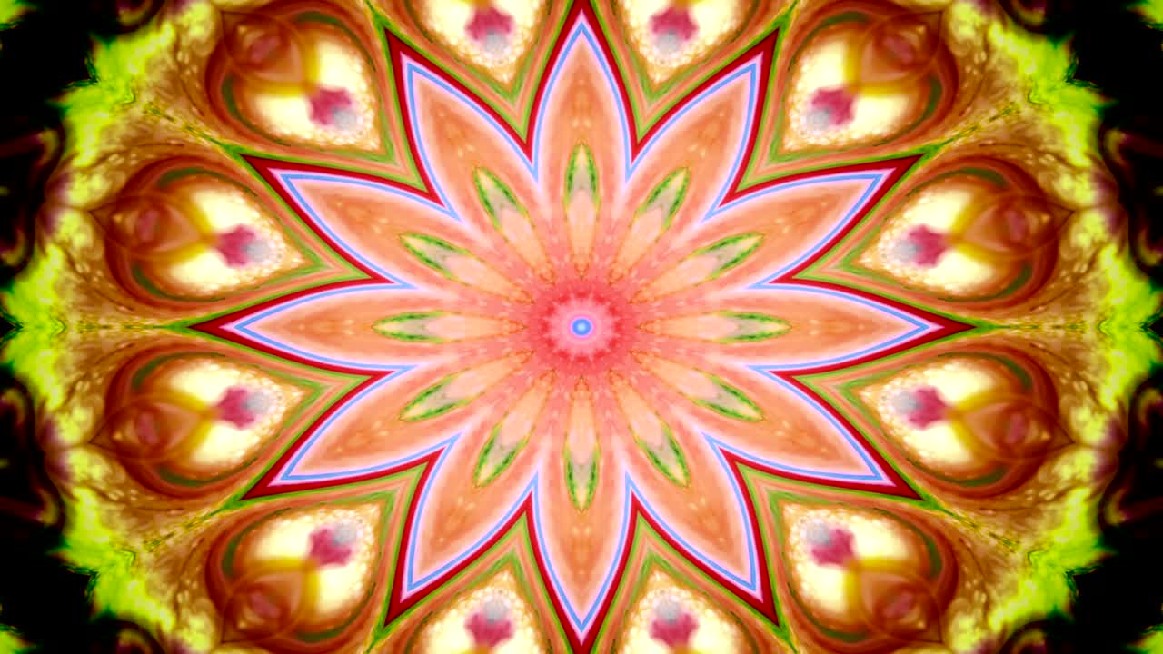 abstracto colorido patrón simétrico ornamental decorativo kaleidoscopio movimiento círculo geométrico y formas de estrellas