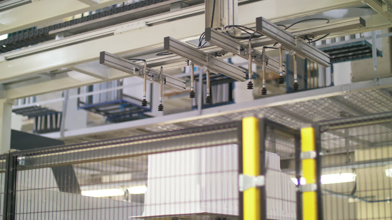 White plastic container moving on conveyor line. Prduction plastic detail
