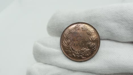 monedas antiguas. moneda de cobre portuguesa 17