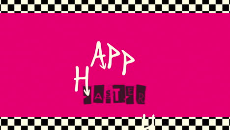 Animation-text-Happy-Easter-on-hipster-and-red-grunge-background-with-noise