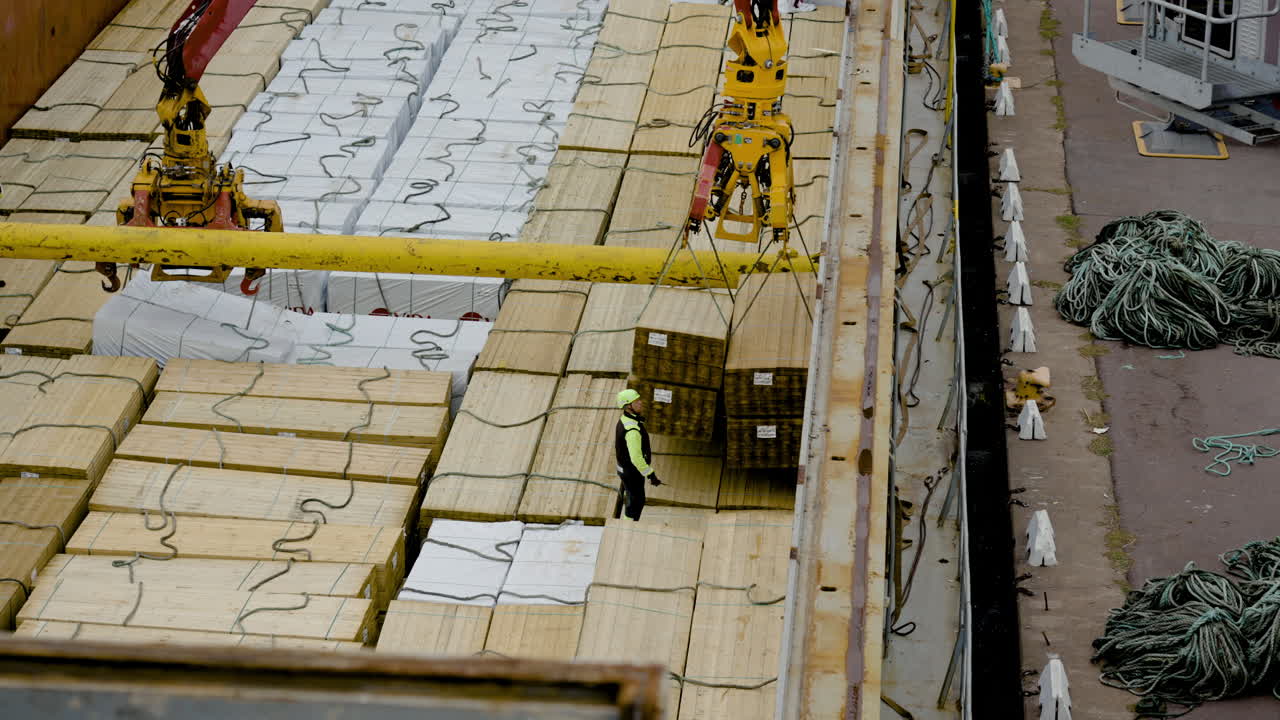 envío tripulación elevación desembalaje masivo de madera envío de madera molino empresa industria negocio puerto puerto naval barco grúa carga pesada bienes valiosos madera madera selvas tropicales fabricación de muebles