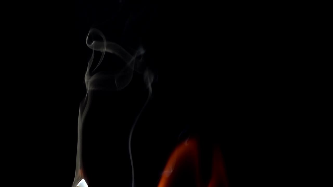 Fuoco su sfondo nero. Slow motion