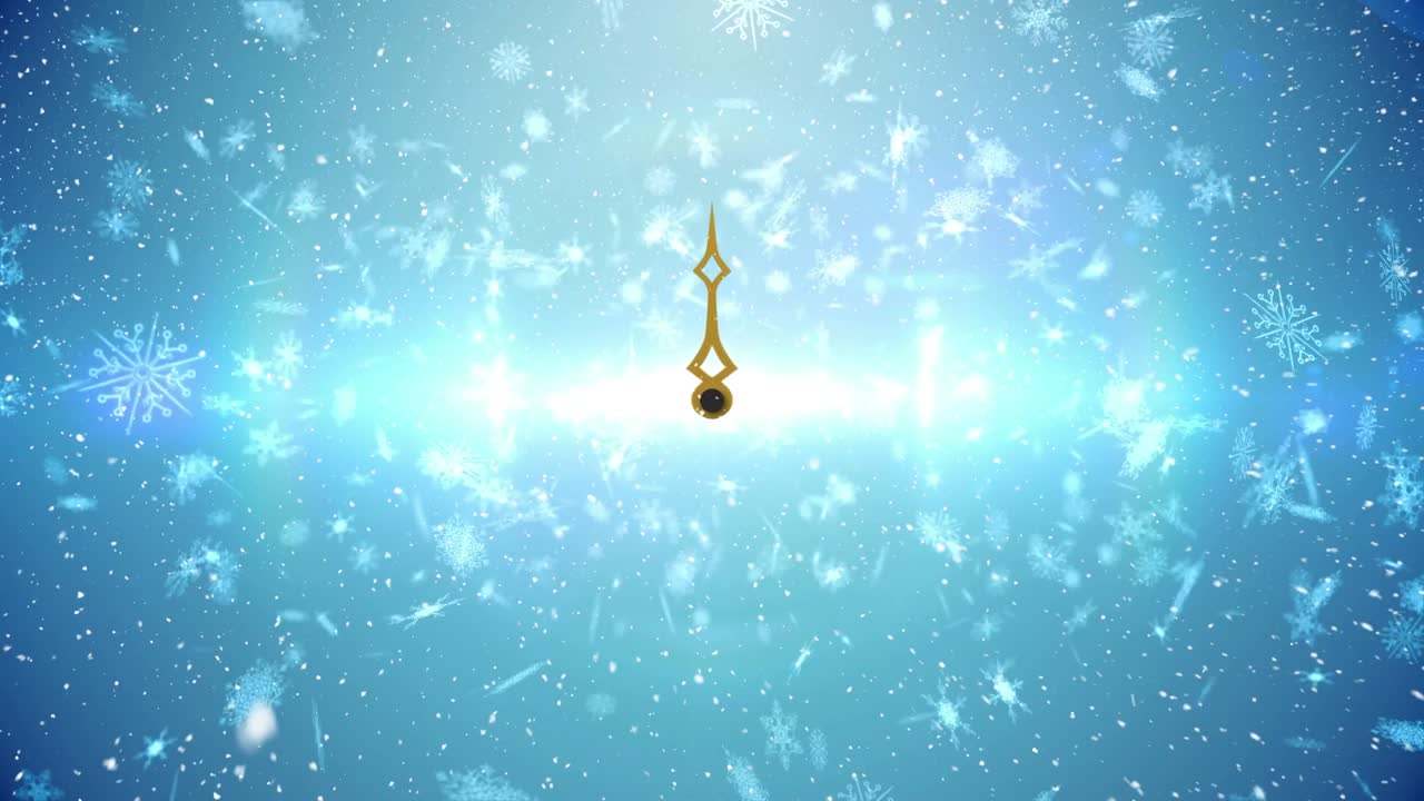 Animation von fallenden Schneeflocken über blauem Hintergrund