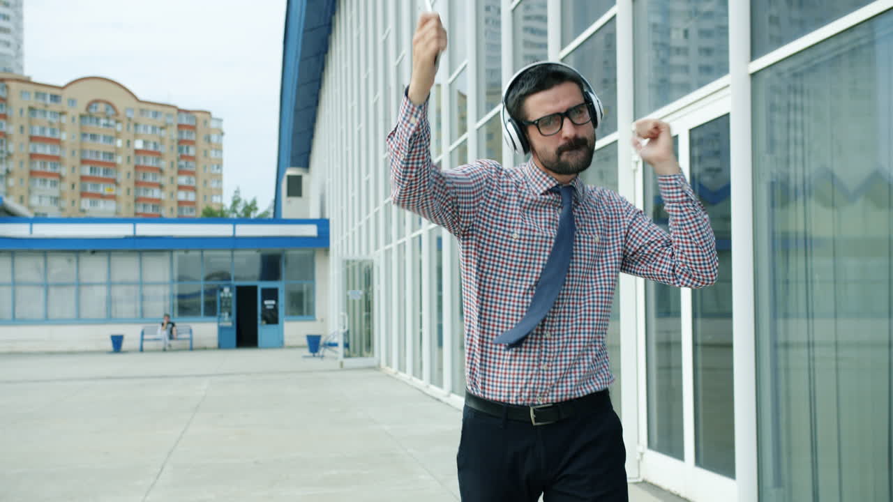 Businessman Dancing Outdoors