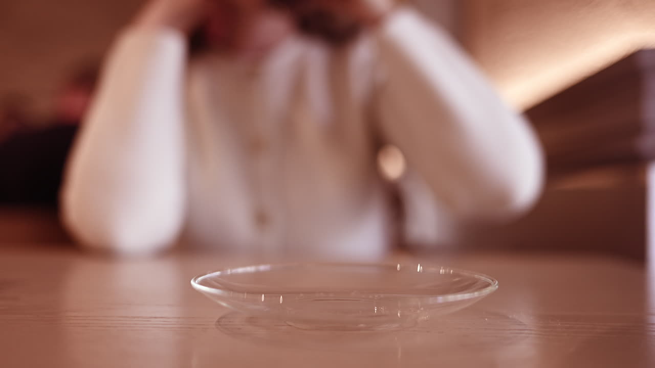 Woman drinking Hot cocoa drink from glass