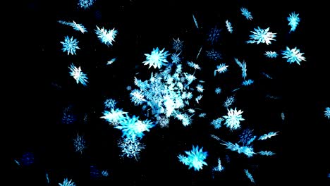 snowflakes falling on black background, loop glitter animation,