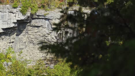 A-waterfall-revealed-to-be-nestled-in-a-Milton,-Ontario-forest-in-summer