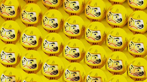 muñecas amarillas de daruma en fondo amarillo. animación de bucle capaz para el fondo.