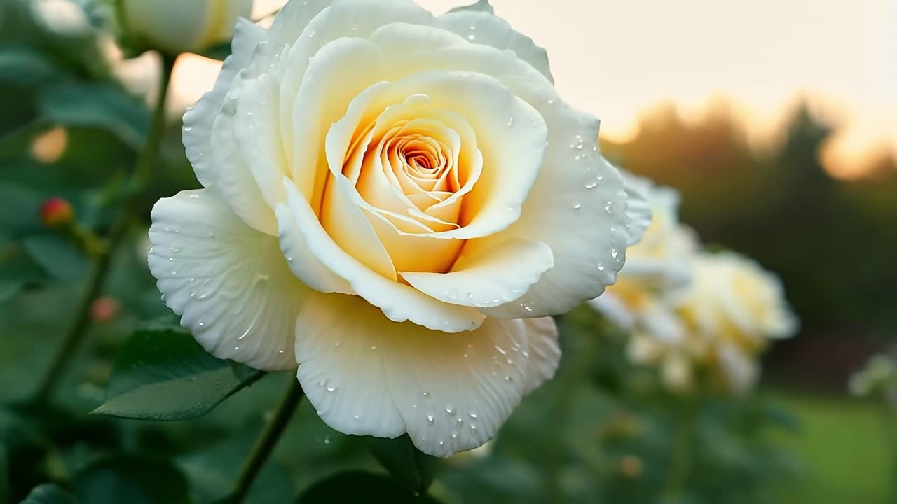 Beautiful White Rose in a Garden