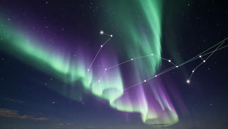 vibrant aurora borealis with constellation overlay