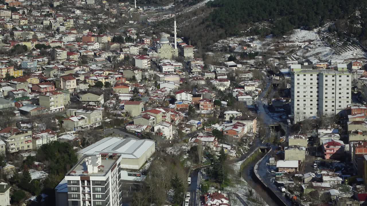 터키 의 눈 인 도시 의 공중 사진