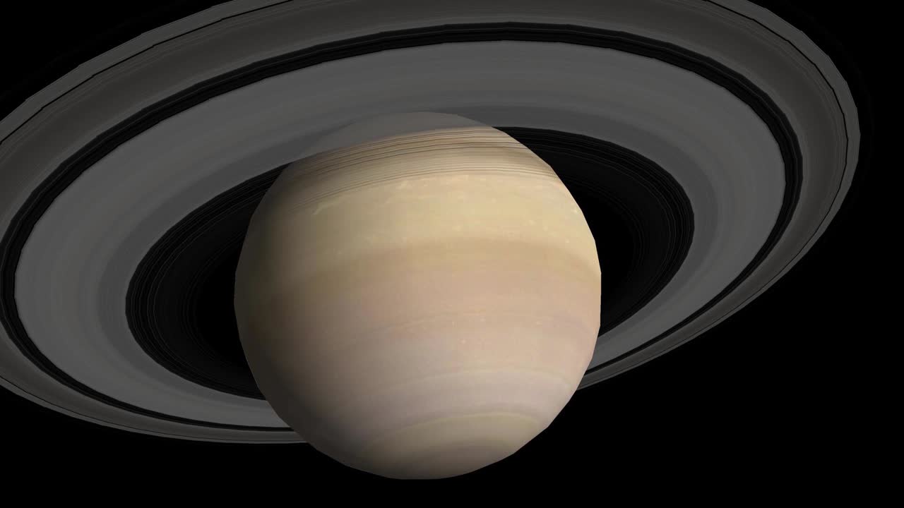 Saturn Top To bottom view, beautiful space scene animation