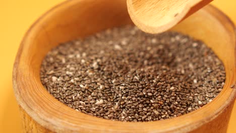 chia seeds in a wooden bowl