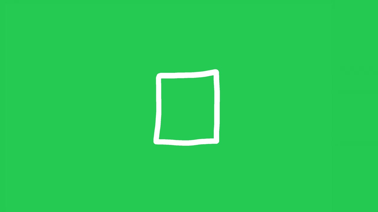Hand-Drawn White Square Pulsing on Green Background