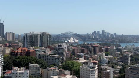 city skylines with sydney opera house in new south wales, australia during misty morning