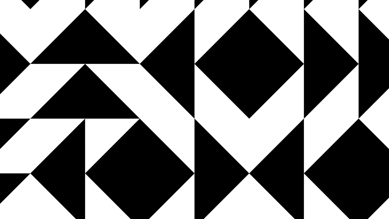 Triangles in minimal animated mosaic. Background with a seamless loop motion graphic in a flat design. Geometric design in black and white