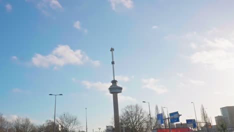 euromast tower as seen from the street, rotterdam, netherlands