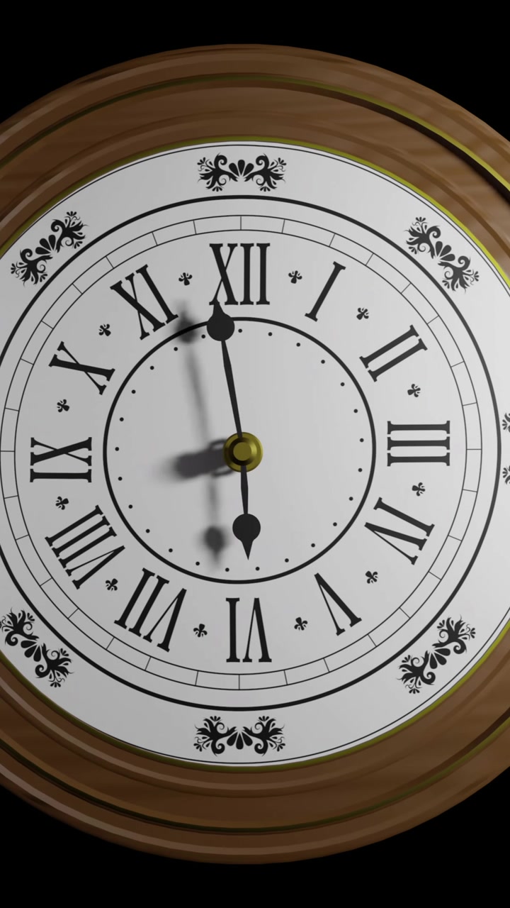 Animazione di orologio che ticchetta su sfondo nero