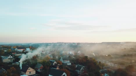 smoke are enveloping the private sector of the city as a result of a fire after a drought. aerial view