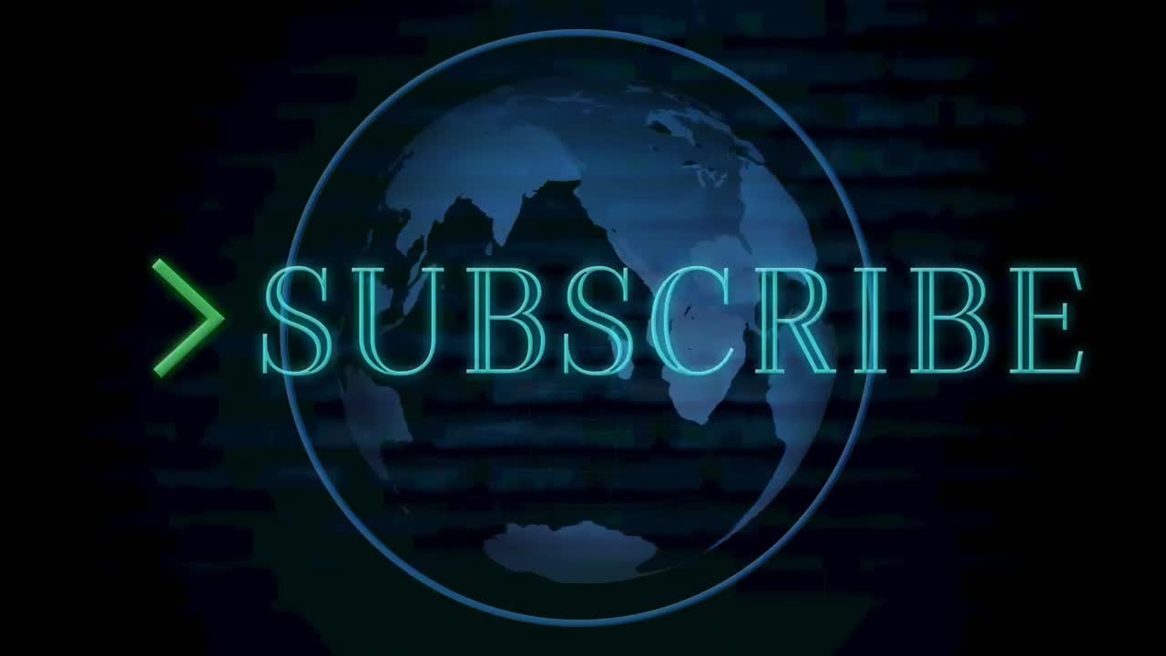 animación del texto de suscripción que parpadea sobre el globo giratorio