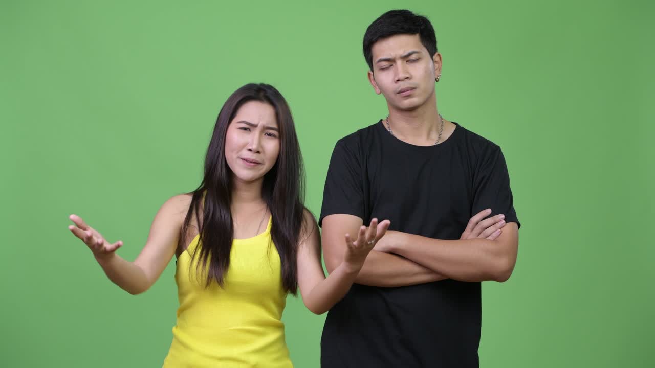 Young Asian couple being angry together