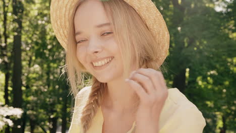 happy woman in a park