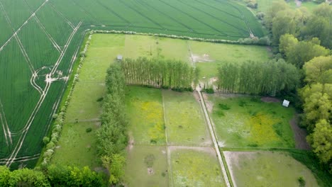 imágenes de drones de campos de caballos vacíos