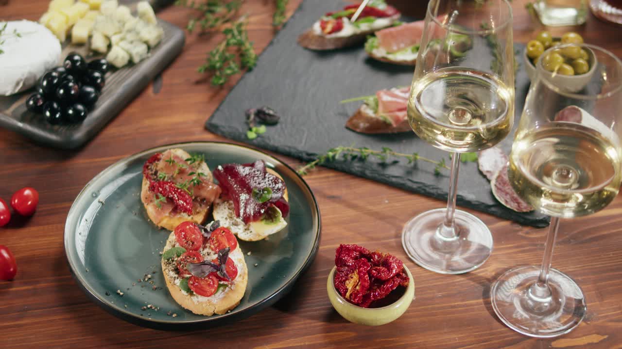 Appetizers with wine