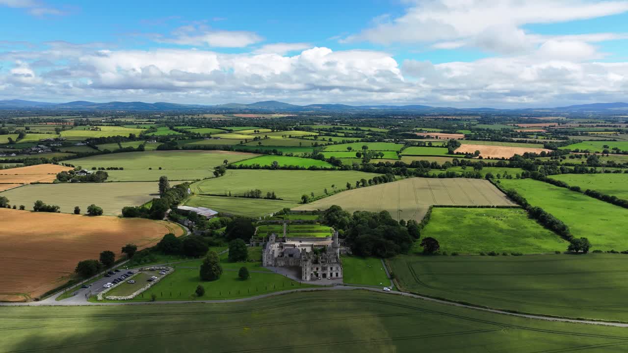 Ireland Ducketts Grove Carlow aerial timelapse of castle and landscape in summer Epic locations Ireland