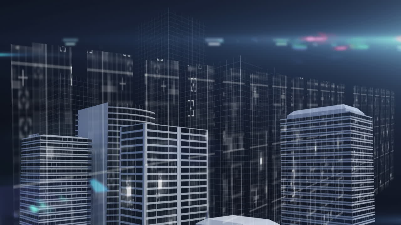 파란색 배경에 대한 3d 건물 모델