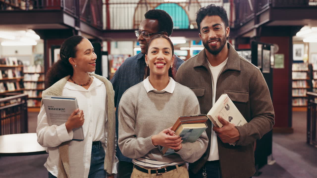 Group of students in a library