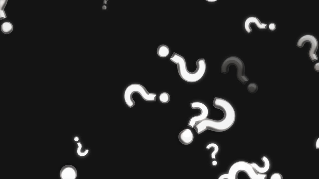 Animated Question Marks Floating on a Black Background